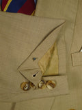 25/1056 dege & skinner 2009 savile row bespoke tan beige worsted suit w/ horn buttons 45 regular to long