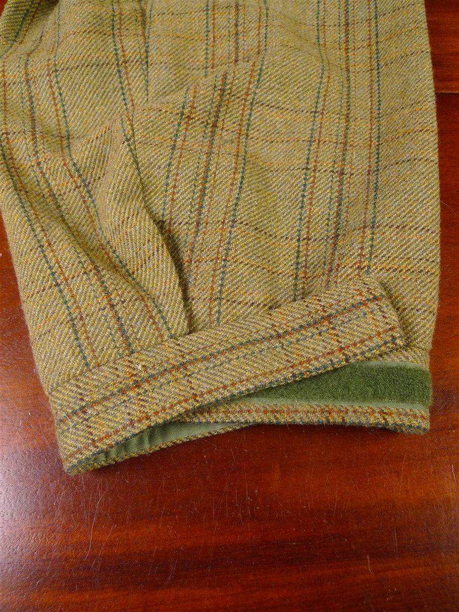 25/1057 exceptional 1991 anderson & sheppard savile row bespoke heavyweight green wp check tweed shooting suit w/ breeks 44-45 regular