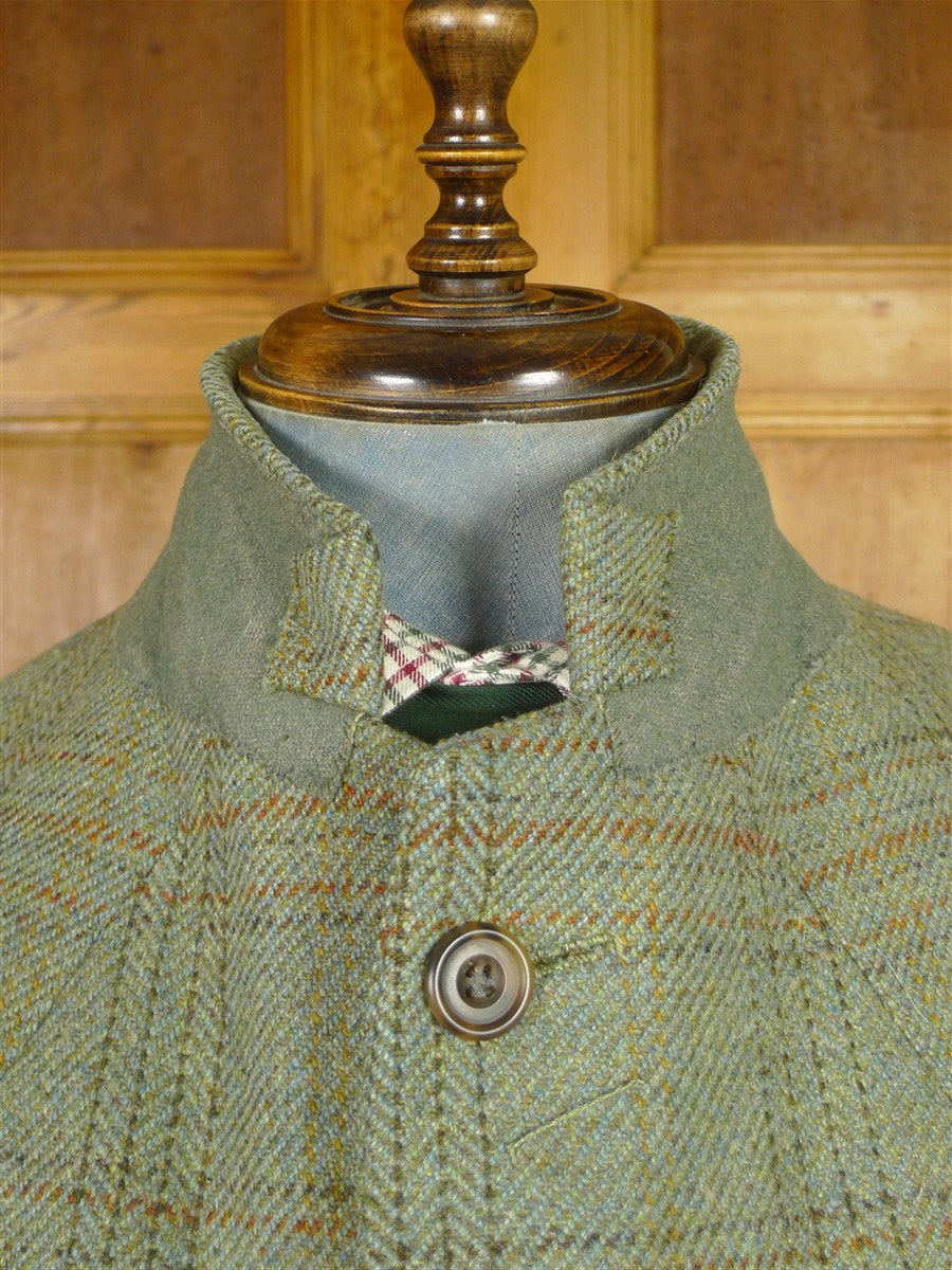 25/1058 exceptional 2005 anderson & sheppard savile row bespoke heavyweight green wp check tweed shooting suit w/ breeks 44-45 regular