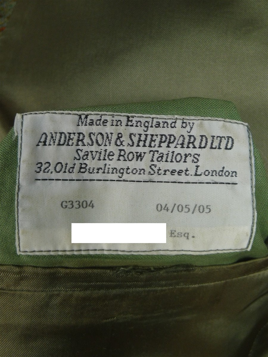25/1058 exceptional 2005 anderson & sheppard savile row bespoke heavyweight green wp check tweed shooting suit w/ breeks 44-45 regular