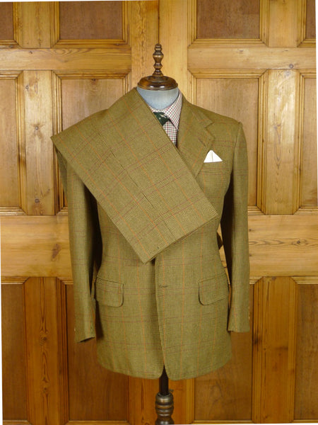 25/1060 beautiful 1978 vintage anderson & sheppard savile row bespoke heavyweight brown sporting check tweed suit 43-44 short to regular