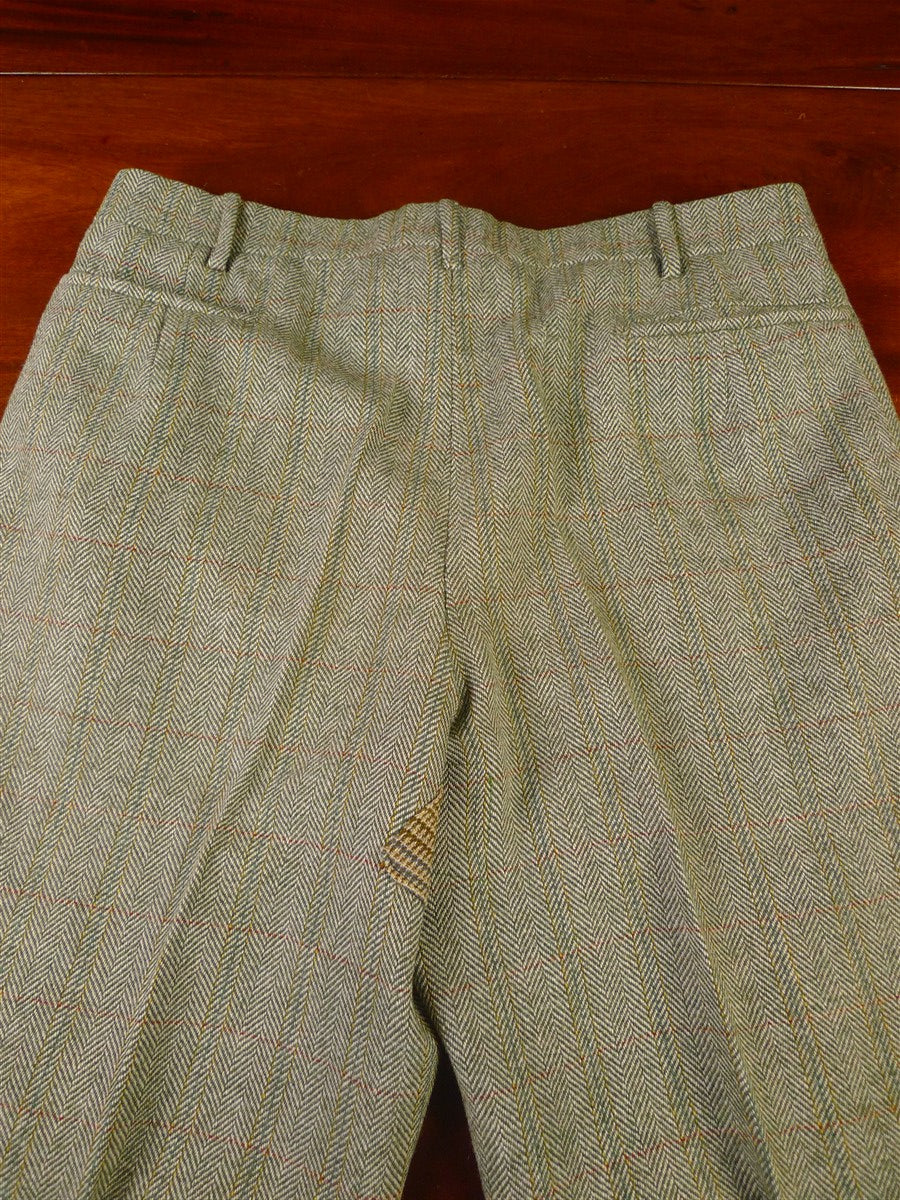 25/1061 beautiful 1980 vintage anderson & sheppard savile row bespoke heavyweight green / amber wp check tweed shooting suit w/ breeks 42 regular