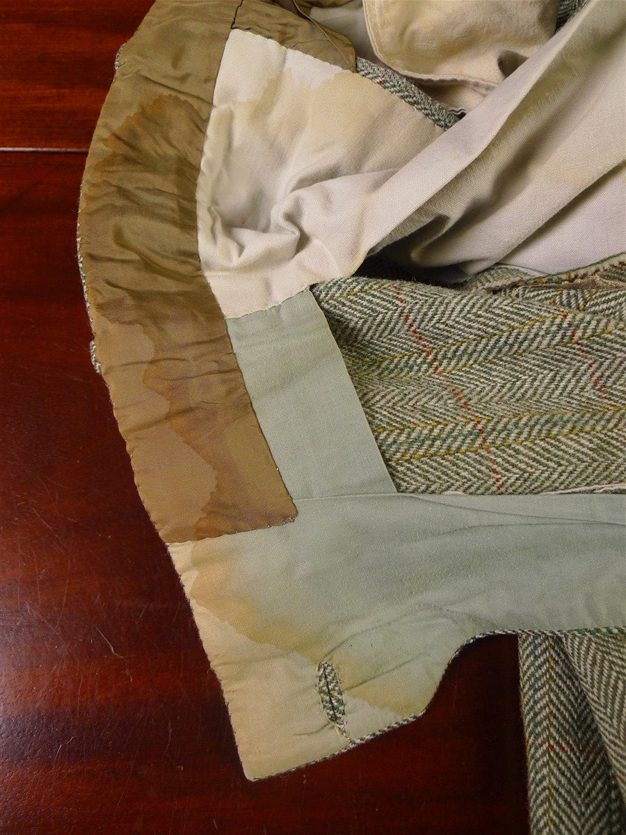 25/1061 beautiful 1980 vintage anderson & sheppard savile row bespoke heavyweight green / amber wp check tweed shooting suit w/ breeks 42 regular