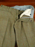 25/1062a vintage bespoke heavyweight green wp check tweed trouser 38