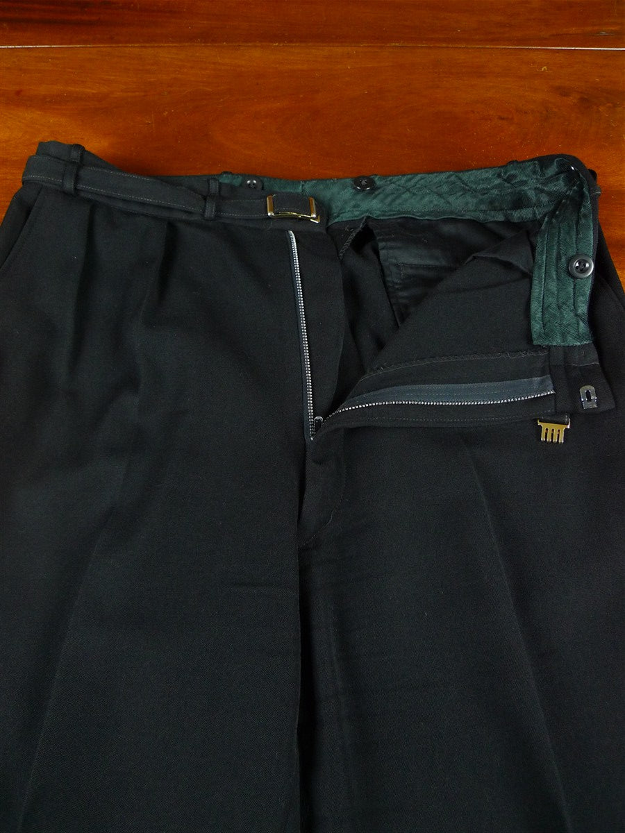 25/1063A vintage 1960s austin reed black barathea wool evening trouser w/ original belt 34