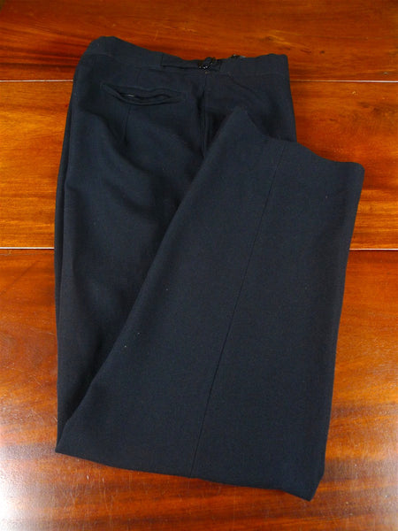 26/0019 vintage black worsted high-rise trouser w/ waist adjusters 36