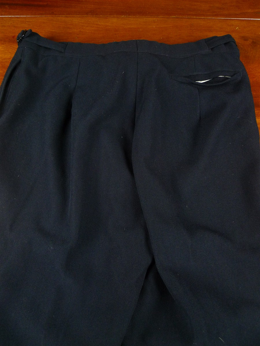 26/0019 vintage black worsted high-rise trouser w/ waist adjusters 36