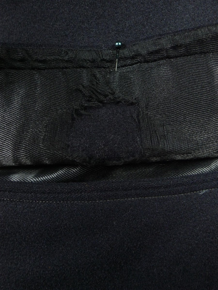 25/1087 vintage 1955 gieves savile row bespoke extra-heavy dark navy blue d/b greatcoat overcoat 38