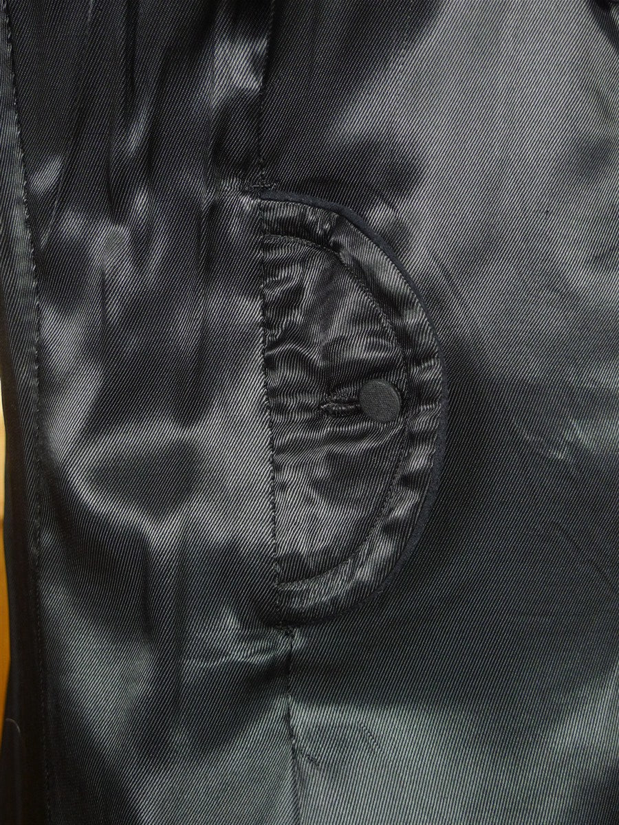 25/1087 vintage 1955 gieves savile row bespoke extra-heavy dark navy blue d/b greatcoat overcoat 38