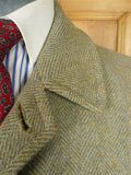 25/1088 beautiful genuine 1930s 1940s vintage harris tweed green herringbone overcoat coat 40