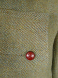 25/1088 beautiful genuine 1930s 1940s vintage harris tweed green herringbone overcoat coat 40