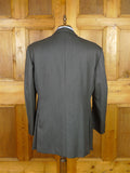 25/1076 near immaculate 2006 dege & skinner savile row bespoke heavyweight grey herringbone d/b worsted suit 45-46 regular w/ 2 pair trs