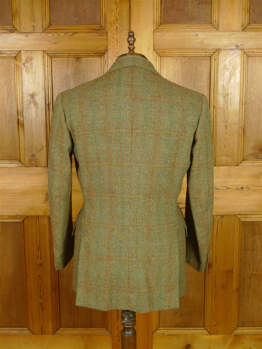 25/1080 exceptional vintage savile row bespoke green wp check tweed country suit 42 regular