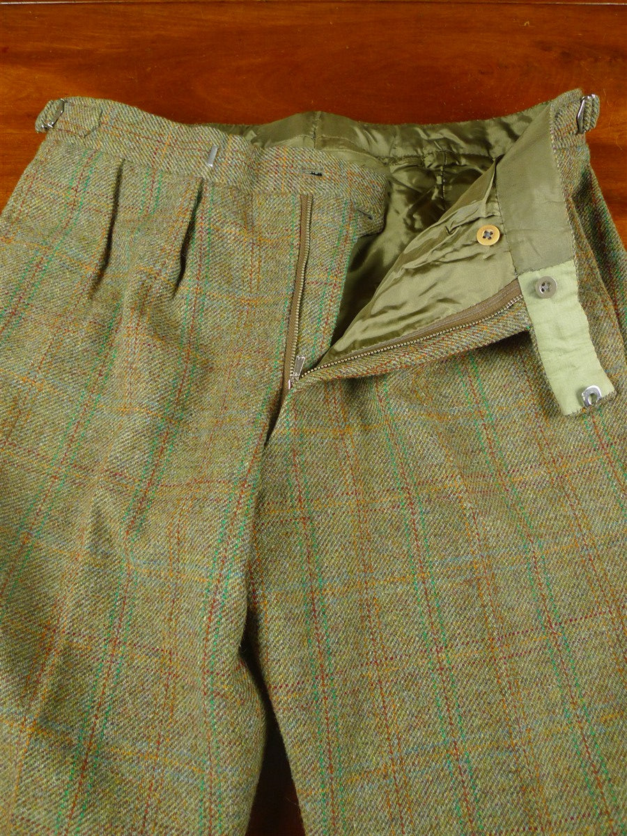 25/1080 exceptional vintage savile row bespoke green wp check tweed country suit 42 regular