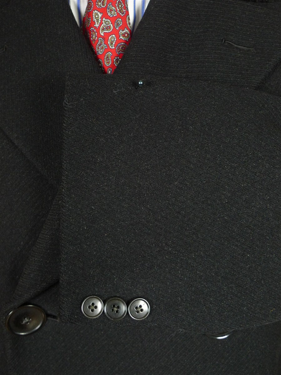 25/1081 fabulous genuine 1940s extra-heavy black wide diagonal twill d/b overcoat 42