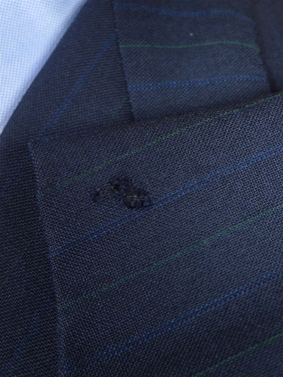 25/1078 superb 2006 dege & skinner savile row bespoke navy blue  pin-stripe d/b wool & mohair suit 46 regular
