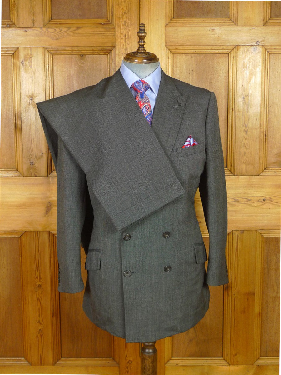 25/1079 superb 2002 dege & skinner savile row bespoke grey nailhead weave d/b worsted suit 45-46 regular