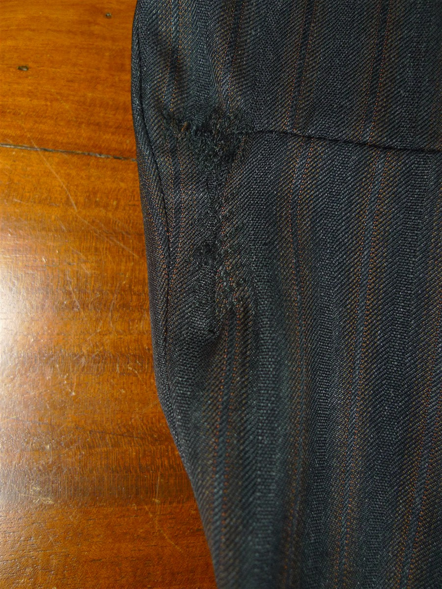 25/1077 near immaculate 2006 dege & skinner savile row bespoke heavyweight charcoial grey / brown stripe d/b worsted suit 44-45 regular w/ 2 pair trs