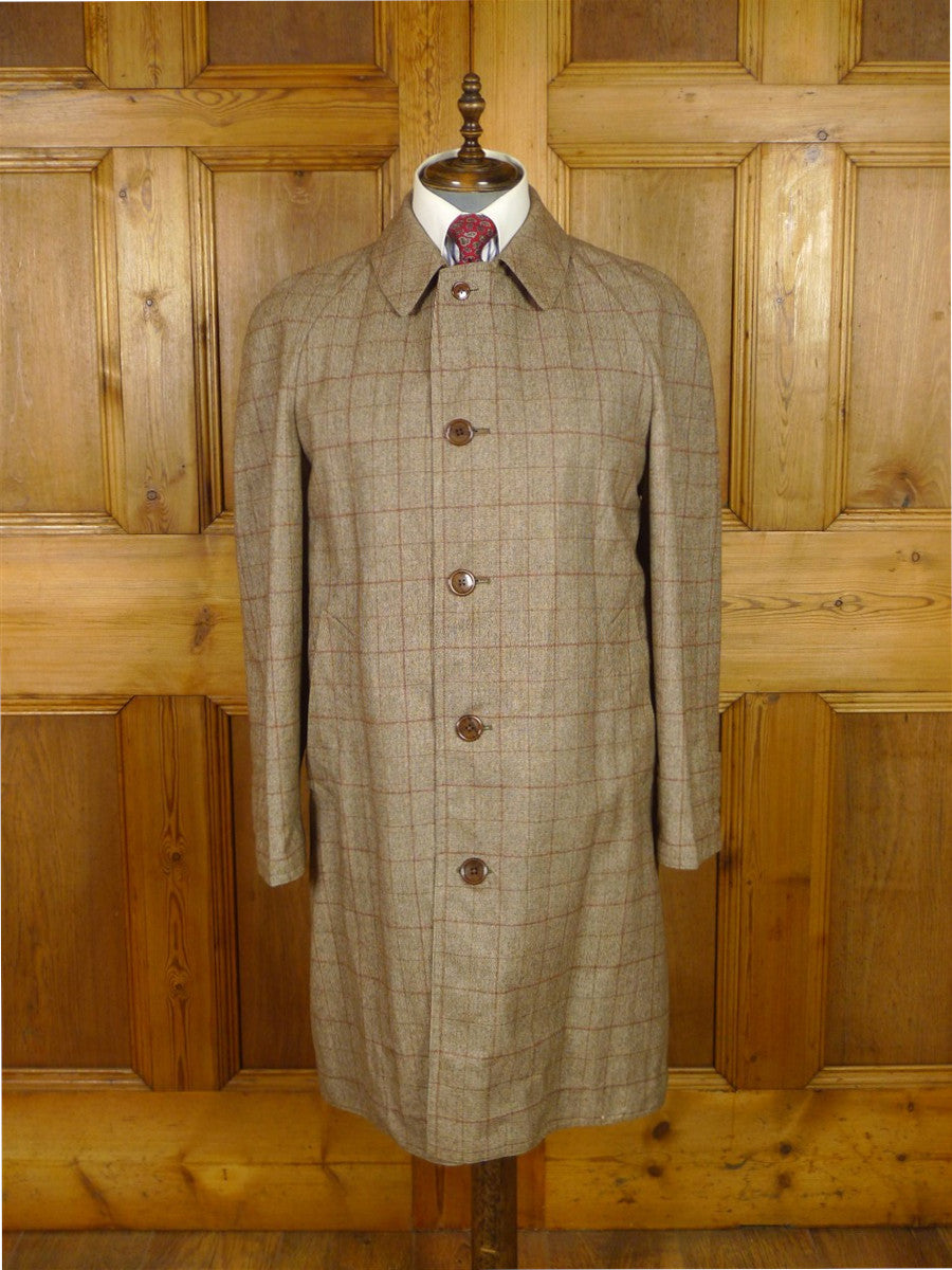 25/1089 exceptional immaculate invertere reversible beige wp check wool raincoat coat very rare 40