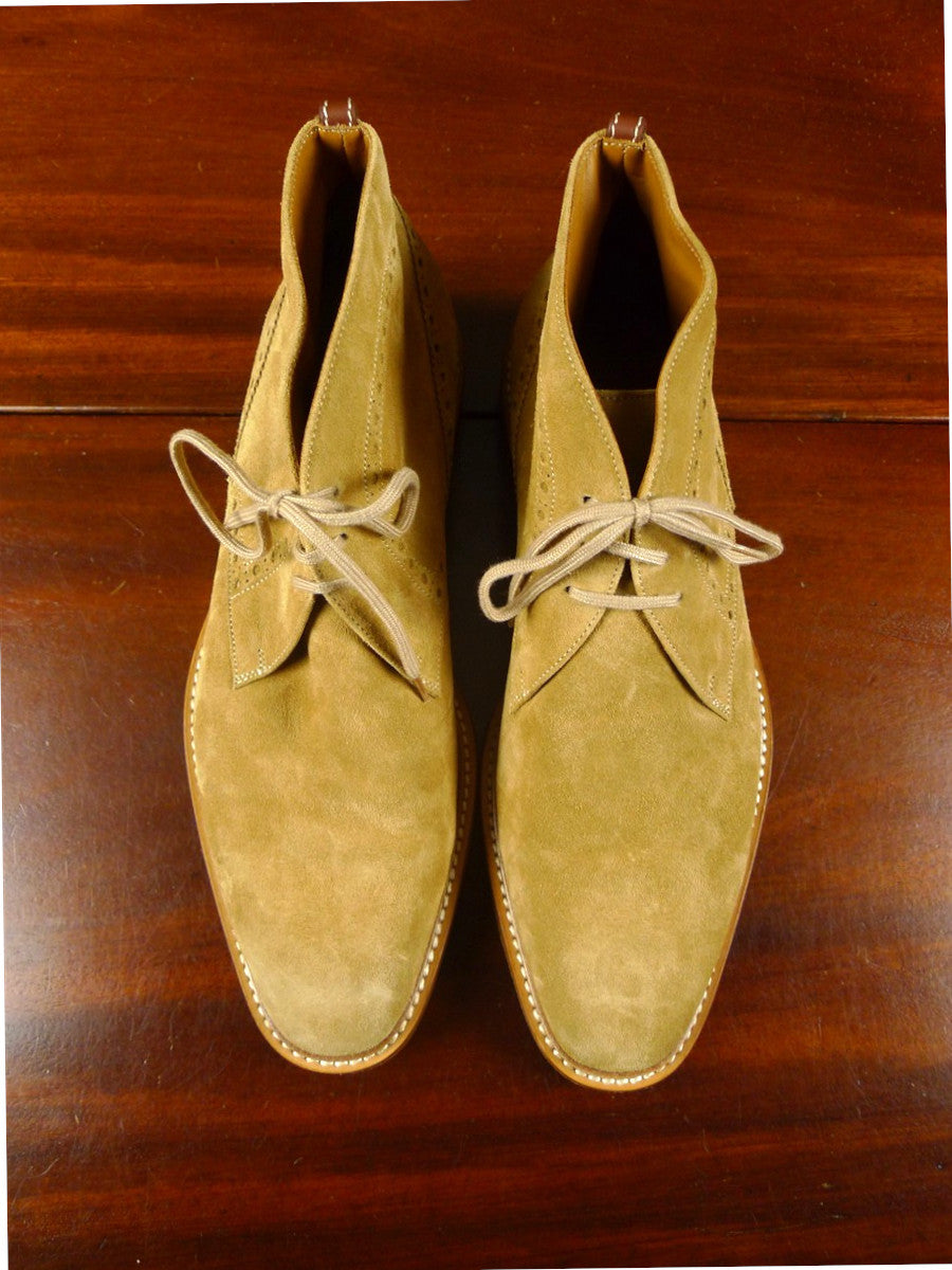 25/1091 nearly new burberry tan suede semi-brogue chukka boot  uk 8