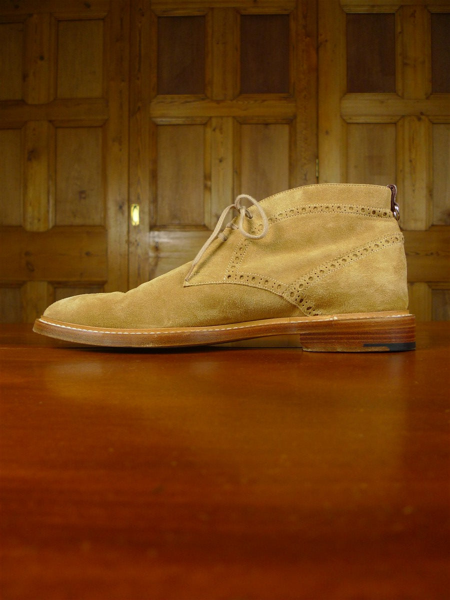 25/1091 nearly new burberry tan suede semi-brogue chukka boot  uk 8