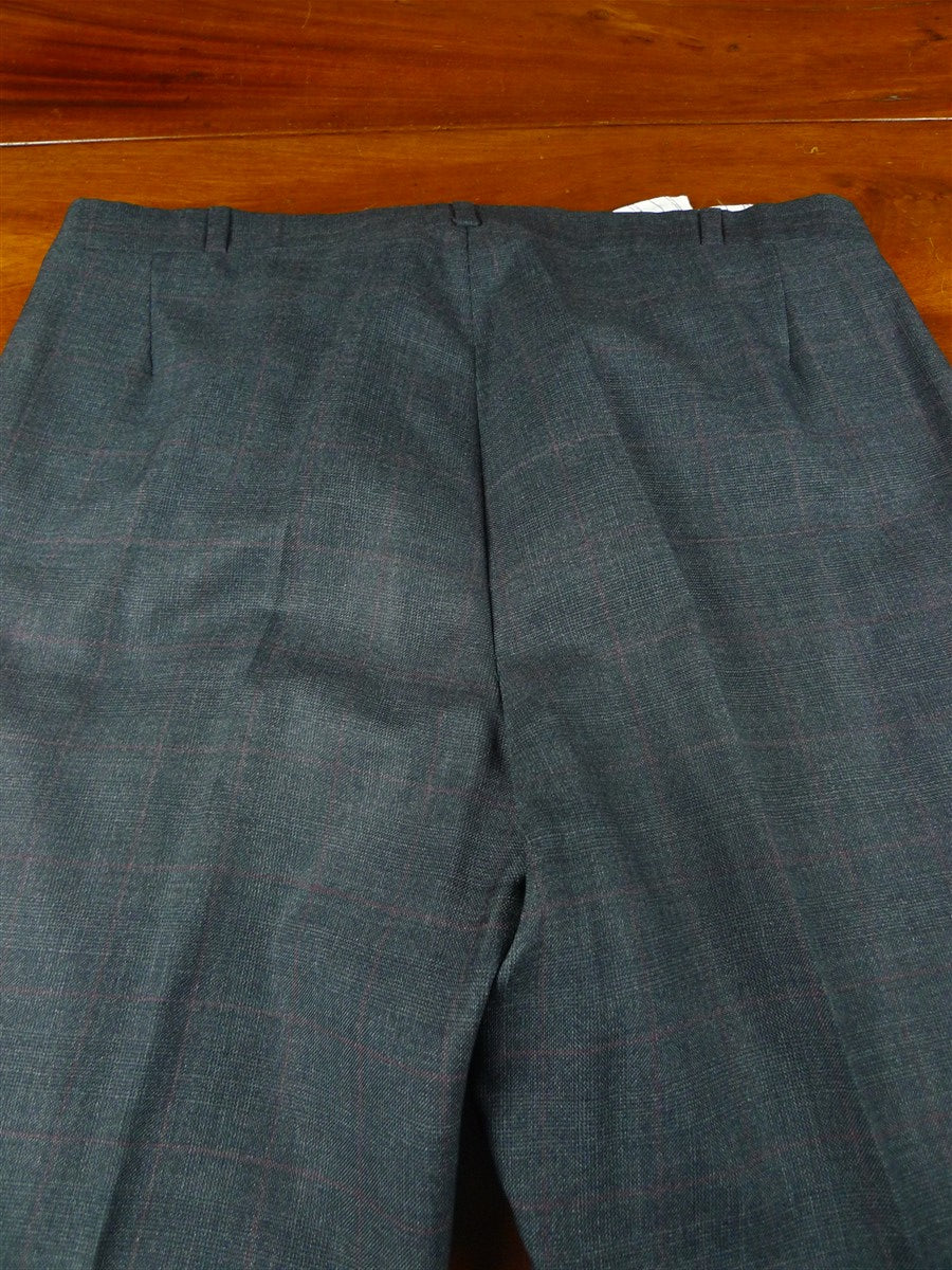 25/1101 dege & skinner 1999 savile row bespoke heavyweight grey red prince of wales check worsted d/b suit w/ 2 pair trs 45 regular to long