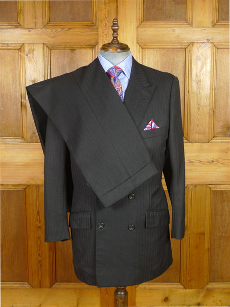25/1135 dege 2000 savile row bespoke heavyweight black herringbone worsted d/b suit 43-44 regular