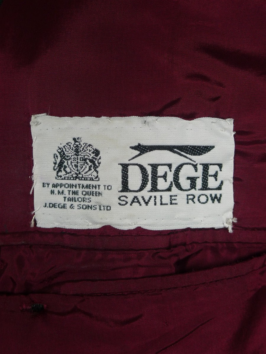 25/1135 dege 2000 savile row bespoke heavyweight black herringbone worsted d/b suit 43-44 regular