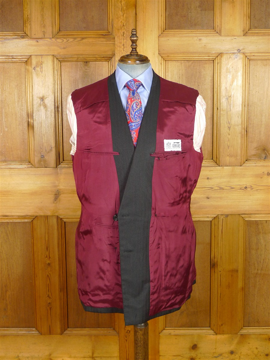25/1135 dege 2000 savile row bespoke heavyweight black herringbone worsted d/b suit 43-44 regular