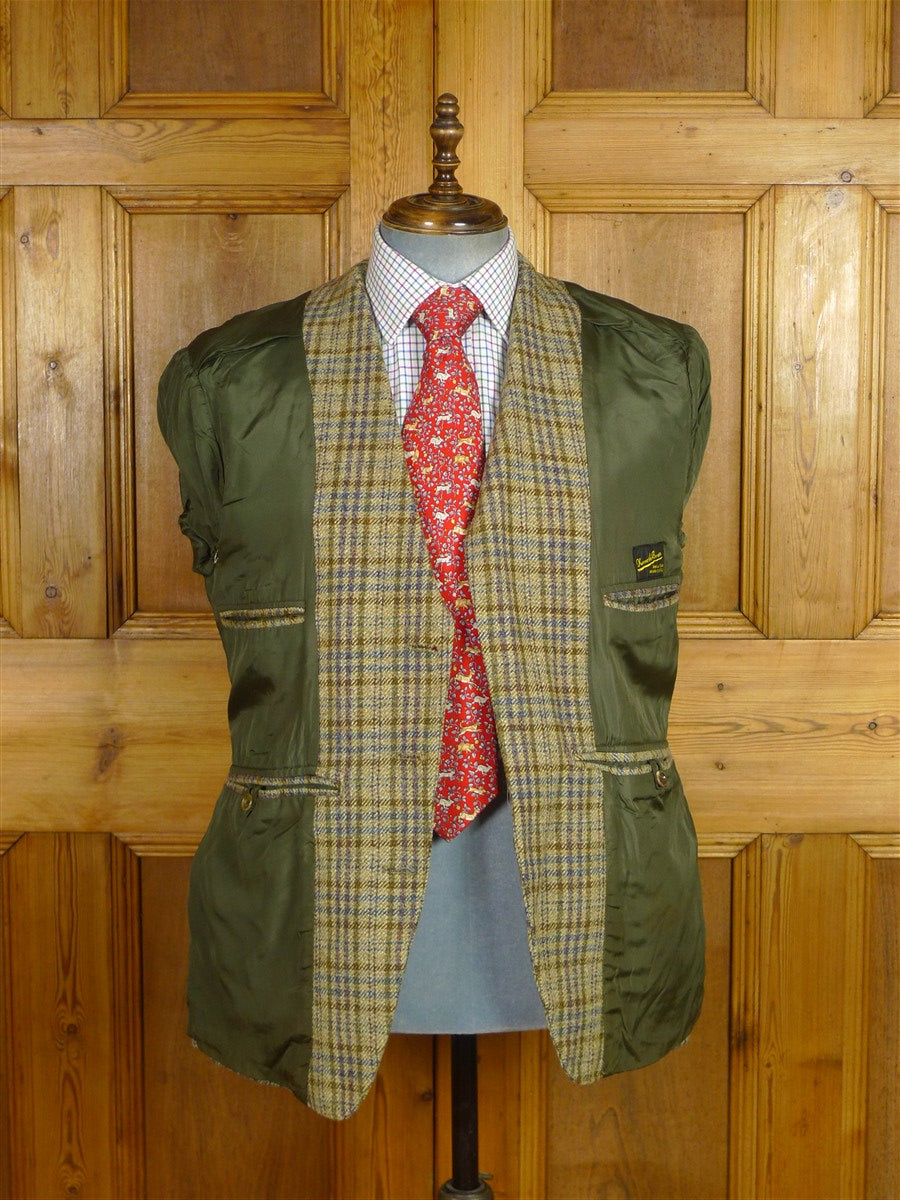 25/1097 near immaculate vintage heavyweight bespoke tailored gun check tweed jacket 42 short