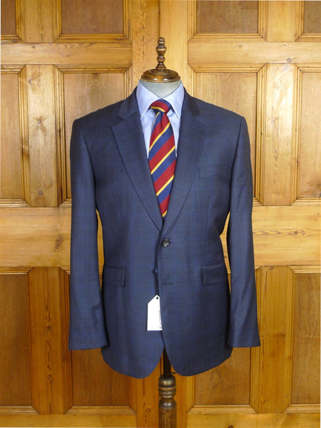 25/1118 new w/ tags j p hackett no.14 savile row loro piana super 150s native australian merino wool navy / royal blue overcheck blazer 46 regular