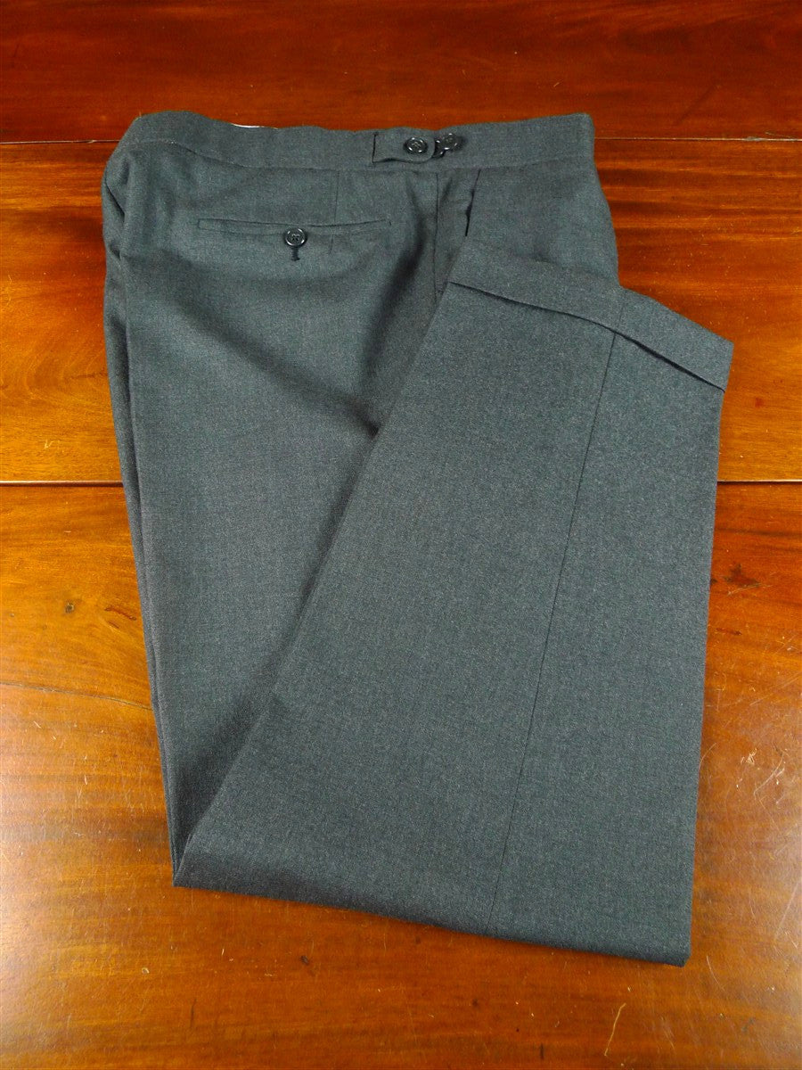 26/0014 bespoke tailored grey worsted trouser w/ waist adjusters 38
