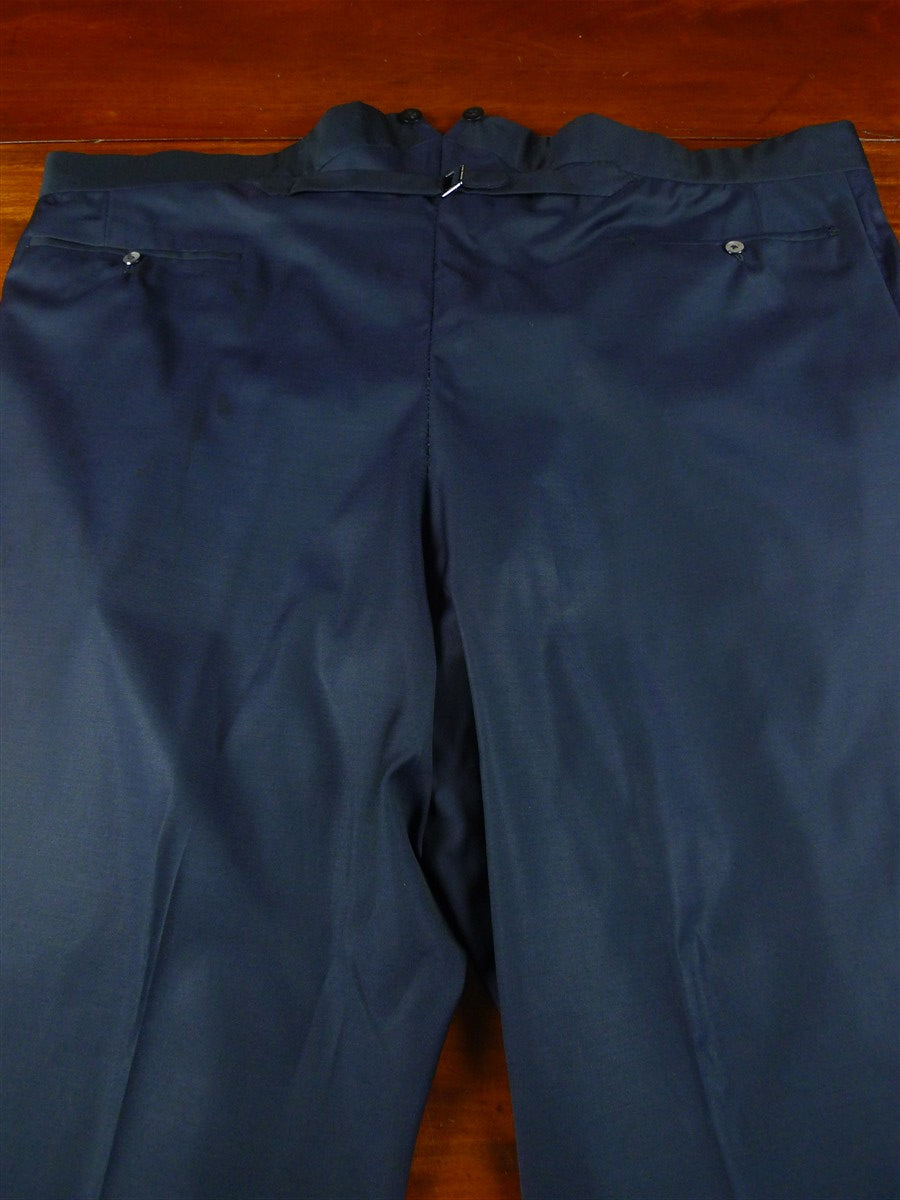 26/0015 anderson & sheppard 2004 savuile orw bespoke dark teal blue superfine wool high-rise trouser 49