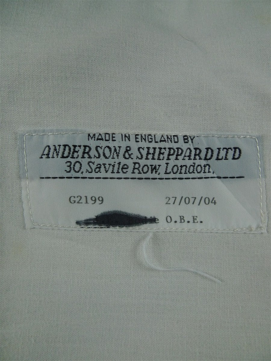 26/0015 anderson & sheppard 2004 savuile orw bespoke dark teal blue superfine wool high-rise trouser 49
