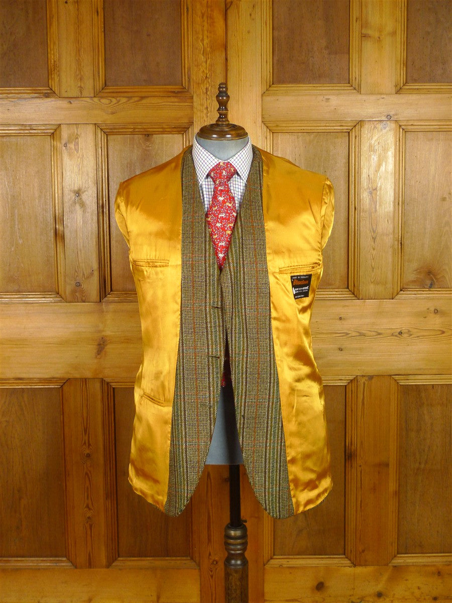 25/1096 immaculate vintage bladen supasax green / brown glen check tweed jacket 43 regular to long