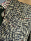25/1106 full-length vintage crombie grey glen check d/b wool overcoat w/ belt 40-42 regular