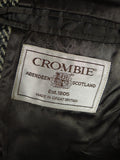 25/1106 full-length vintage crombie grey glen check d/b wool overcoat w/ belt 40-42 regular