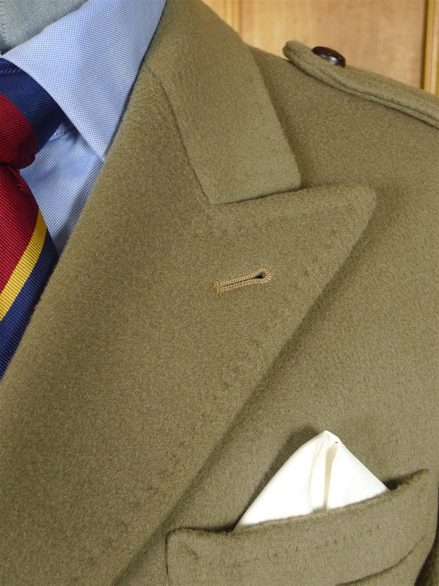 25/1108 immaculate vintage crombie melton wool british warm overcoat w/ leather buttons 40 regular