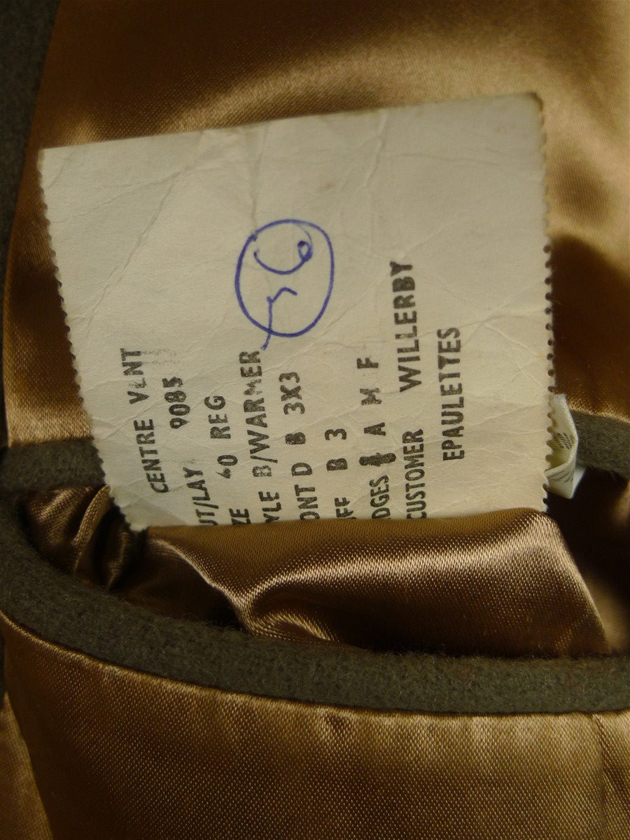 25/1108 immaculate vintage crombie melton wool british warm overcoat w/ leather buttons 40 regular