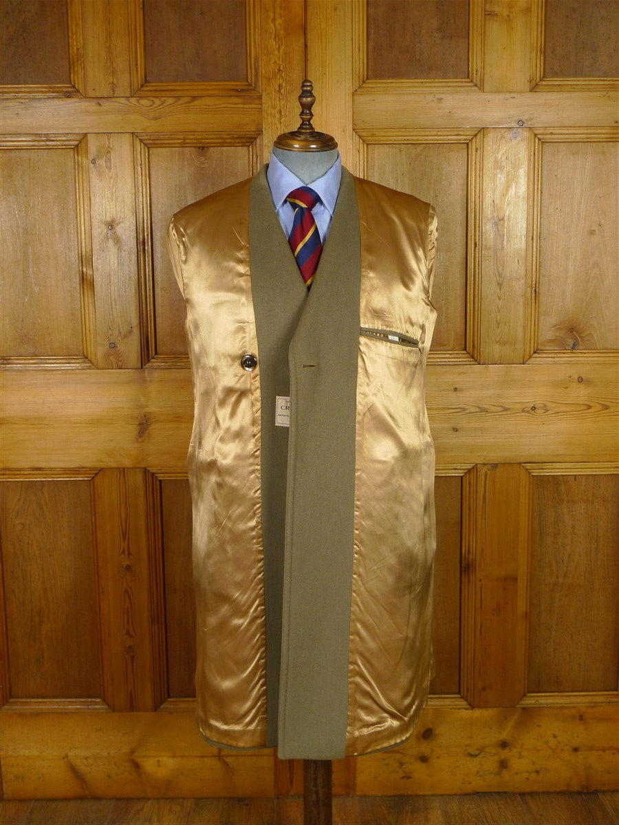 25/1108 immaculate vintage crombie melton wool british warm overcoat w/ leather buttons 40 regular