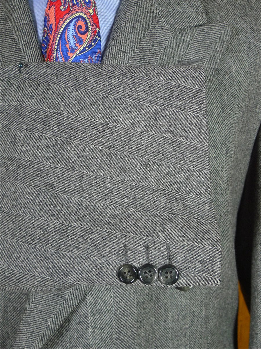 25/1115 superb immaculate vintage simpson of piccadilly grey herringbone d/b wool overcoat 44 long