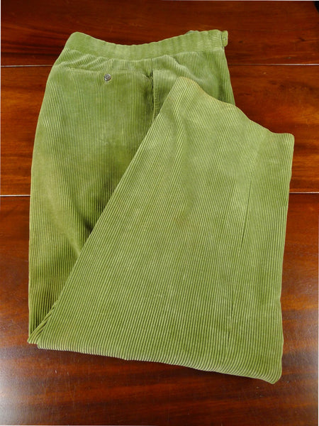 25/1127 vintage 1968 anderson & sheppard savile row bespoke heavyweight green corduroy high-rise country trouser 38