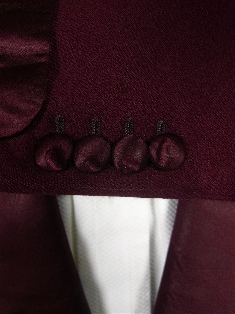 25/1131 wonderful 1960s vintage burgundy wool smoking / dinner jacket w/ silk shawl lapel 39-40 regular