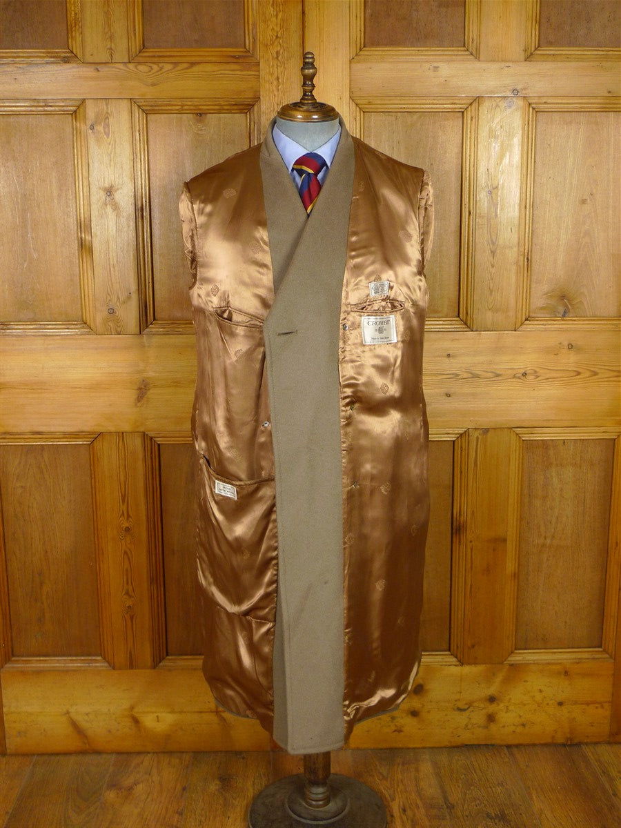 25/1107 near immaculate crombie melton wool heavyweight british warm style overcoat coat w/ leather buttons 42-43 regular