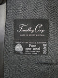 26/0016 vintage british grey herringbone d/b wool chesterfield coat overcoat 40