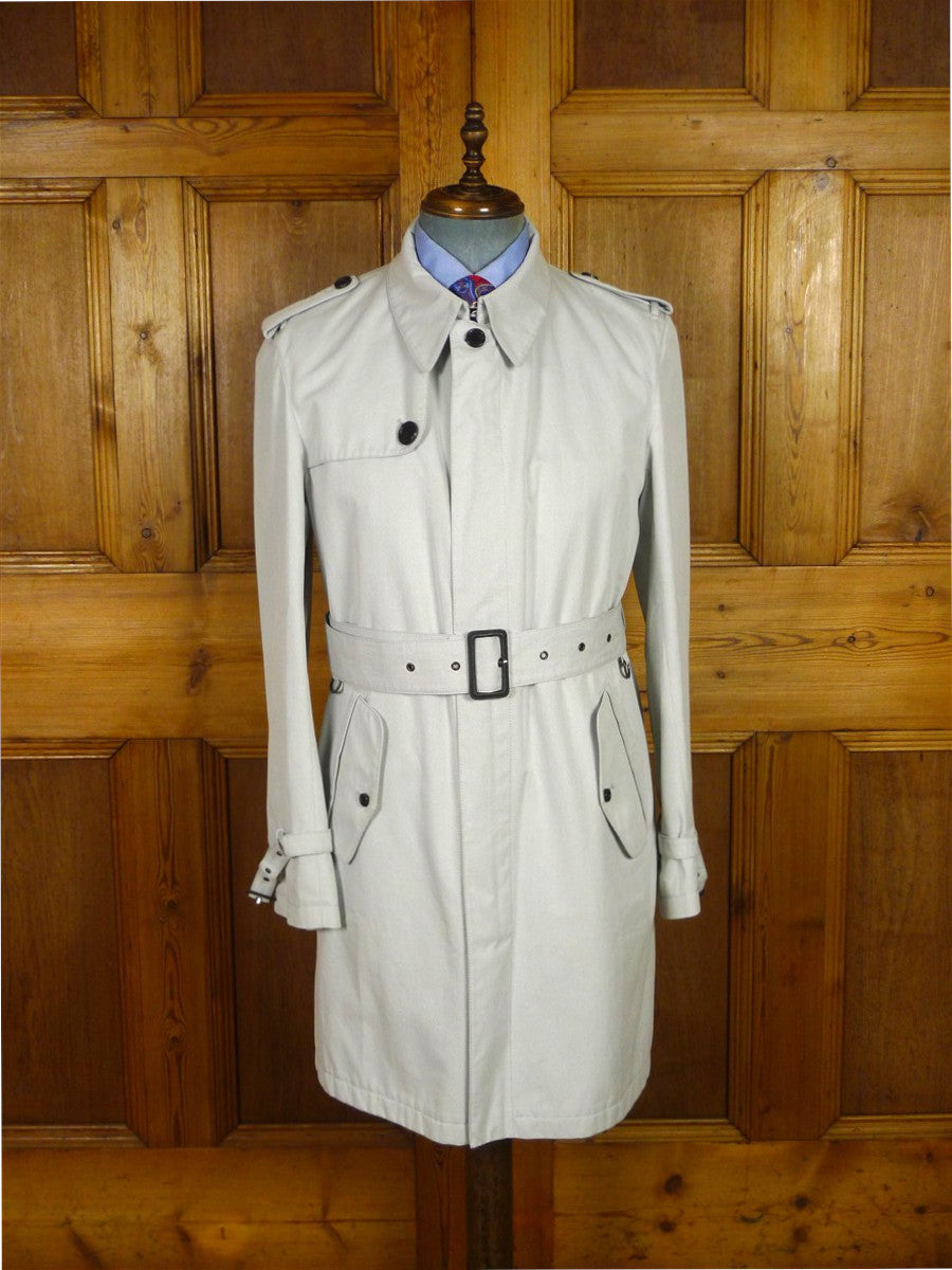 25/1110 near mint aquascutum 100% cotton woven cream raincoat w/ belt 42 regular