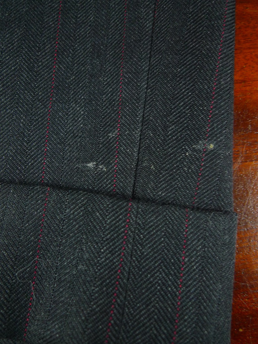 25/1135 dege 2000 savile row bespoke heavyweight black herringbone worsted d/b suit 43-44 regular