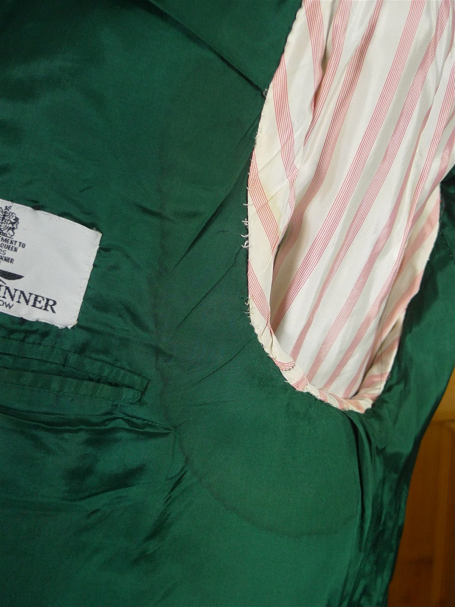 25/1134 dege & skinner 2002 savile row bespoke heavyweight grey herringbone worsted d/b suit w/ 2 pair trs 44 regular