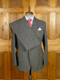 25/1136 wonderful vintage 1963 welsh & jefferies savile row bespoke heavyweight grey hopsack weave suit w/ silk linings 41 short to regular