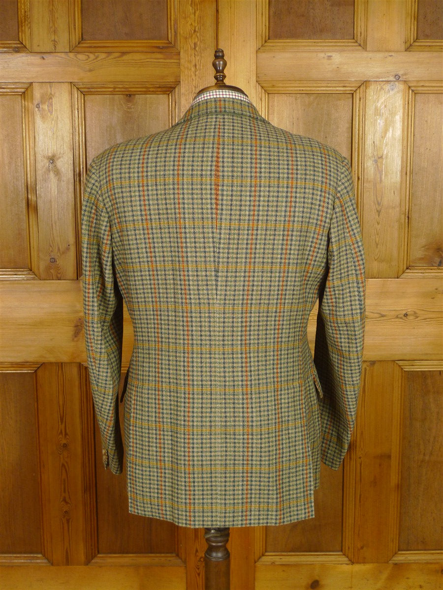 25/1128 vintage british bespoke heavyweight gun check tweed jacket 44-45 long